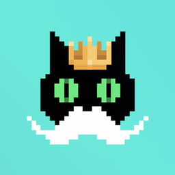 0xTaiBai 头像：戴金色皇冠的像素黑猫